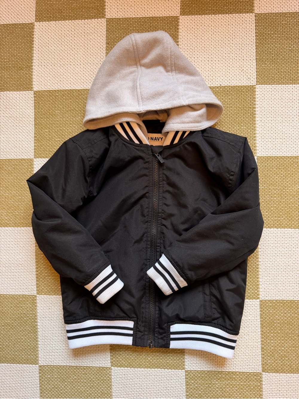 Black Hooded Bomber Jacket for Kids 5T